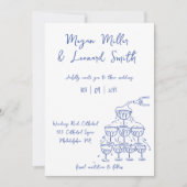 Funky champagnetoren redden de datum bruiloft kaart (Voorkant)