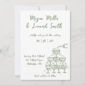 Funky champagnetoren redden de datum bruiloft kaart (Voorkant)