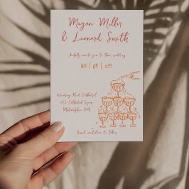 Funky champagnetoren redden de datum bruiloft kaart