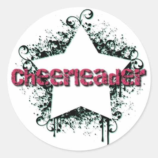 Funky Cheerleading Star Ronde Sticker (Voorkant)