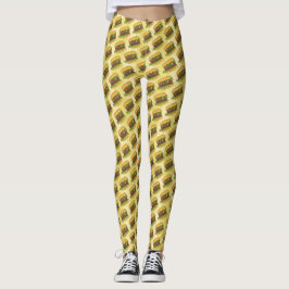 Funky Cheeseburger Gestreepte Fast Food Burger Pri Leggings