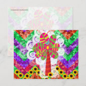 Funky Chevron Mosaic Tree Swirls Sunflower Summer Briefkaart (Voorkant / Achterkant)