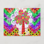 Funky Chevron Mosaic Tree Swirls Sunflower Summer Briefkaart (Voorkant)