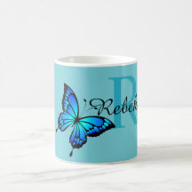 Funky Chic Butterfly Monogram Coffee Mok