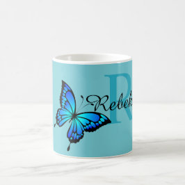 Funky Chic Butterfly Monogram Coffee Mok