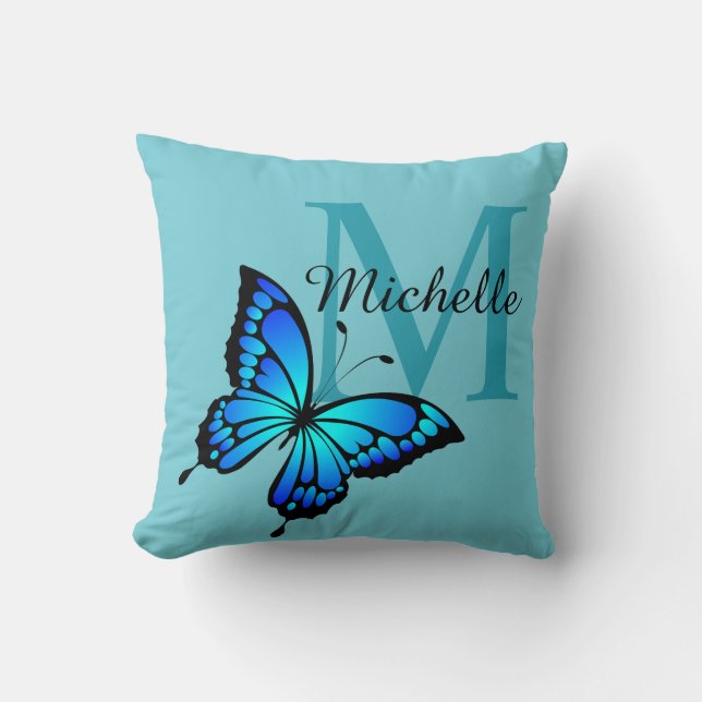 Funky Chic Butterfly Monogram Sierkussen (Voorkant)