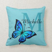 Funky Chic Butterfly Monogram Sierkussen