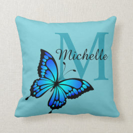 Funky Chic Butterfly Monogram Sierkussen