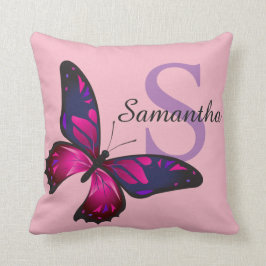 Funky Chic Butterfly Monogram Sierkussen