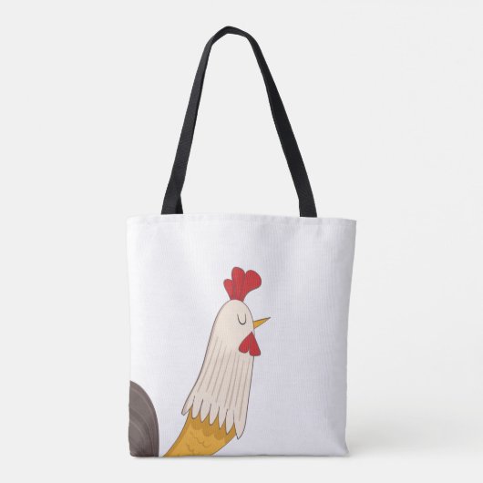 Funky Chicken Doodle Illustratie Leuke canvas tas (Achterkant)