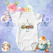 Funky Chicken Easter Bunny Floral Monogram op maat Romper