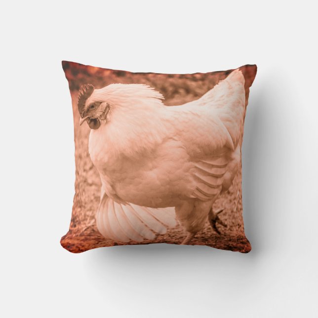 Funky Chicken Hen Hy-Line Silver Brown Kussen (Voorkant)