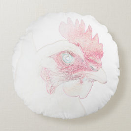 Funky Chicken Hen Rooster Head Rond Kussen