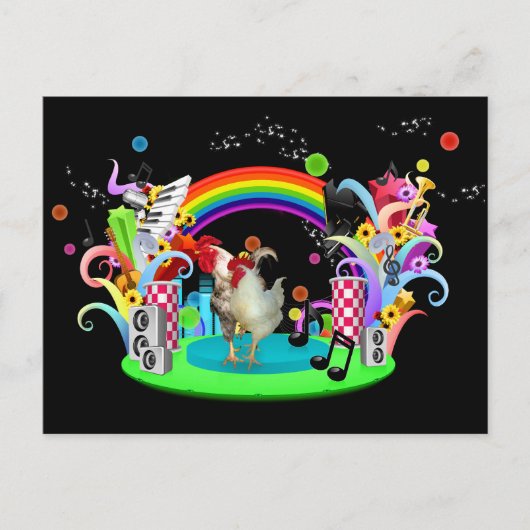 Funky Chicken Party Briefkaart (Voorkant)