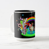 Funky Chicken Party Tweekleurige Koffiemok (Voorkant links)