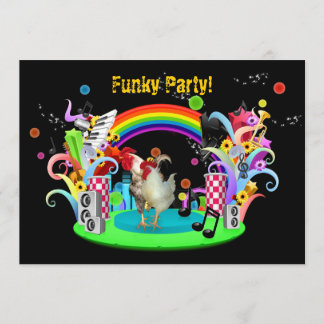 Funky Chicken Party-uitnodiging Kaart