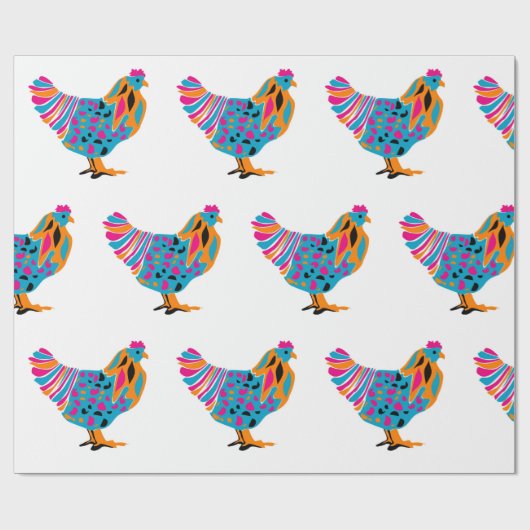 Funky Chicken Wrapping Paper Cadeaupapier (Vlak)