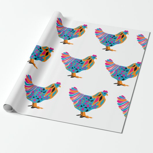 Funky Chicken Wrapping Paper Cadeaupapier (Uitgerold)