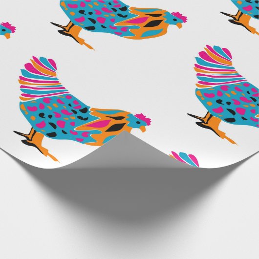 Funky Chicken Wrapping Paper Cadeaupapier (Hoek)