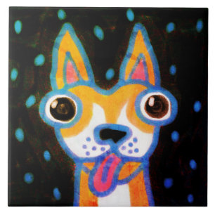 Funky Chihuahua Abstracte Kunst  Tegeltje