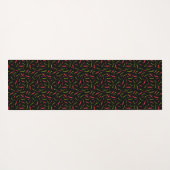 Funky Chili Peppers patterned Black Food Theched Yogamat (Achterkant (horizontaal))