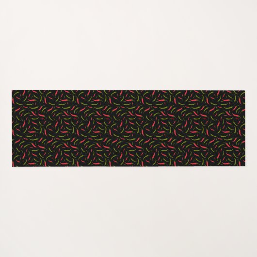 Funky Chili Peppers patterned Black Food Theched Yogamat (Achterkant (horizontaal))