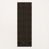 Funky Chili Peppers patterned Black Food Theched Yogamat (Voorkant)
