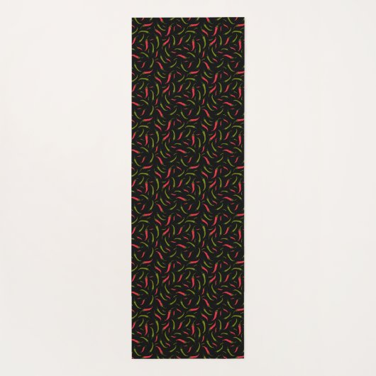 Funky Chili Peppers patterned Black Food Theched Yogamat (Achterkant)
