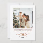 Funky Christmas Boho Beige Bow Ribbon 2 Photo Feestdagenkaart (Achterkant)