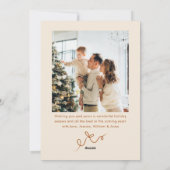 Funky Christmas Boho Beige Bow Ribbon 2 Photo Feestdagenkaart (Achterkant)