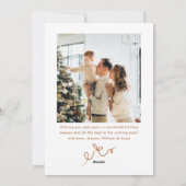 Funky Christmas Boho Beige Bow Ribbon 2 Photo Feestdagenkaart (Achterkant)