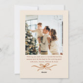 Funky Christmas Boho Beige Bow Ribbon 2 Photo Feestdagenkaart (Achterkant)