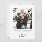 Funky Christmas Boho Black Bow Ribbon 2 Photo Feestdagenkaart (Achterkant)