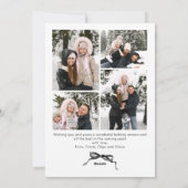 Funky Christmas Boho Black Bow Ribbon 5 Photo Feestdagenkaart (Achterkant)