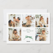 Funky Christmas Boho Green Bow Ribbon 6 Photo Feestdagenkaart (Achterkant)