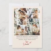 Funky Christmas Boho Red Bow Ribbon 5 Photo Feestdagenkaart (Achterkant)