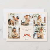 Funky Christmas Boho Red Bow Ribbon 6 Photo Feestdagenkaart (Achterkant)