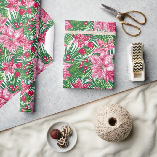 Funky Christmas Foliage Patterned Cadeaupapier (Crafts)