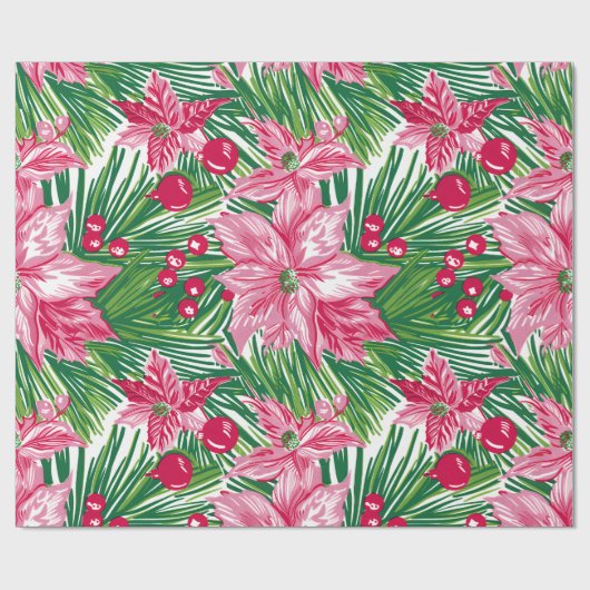 Funky Christmas Foliage Patterned  Cadeaupapier (Vlak)