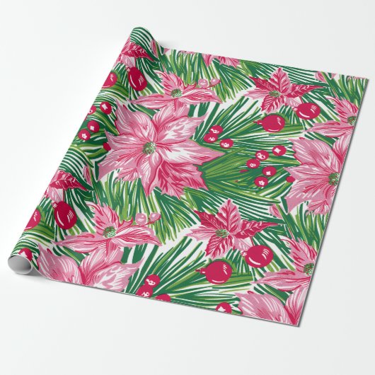 Funky Christmas Foliage Patterned Cadeaupapier (Uitgerold)