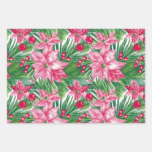 Funky Christmas Foliage Patterned Inpakpapier Vel (Voorkant 2)