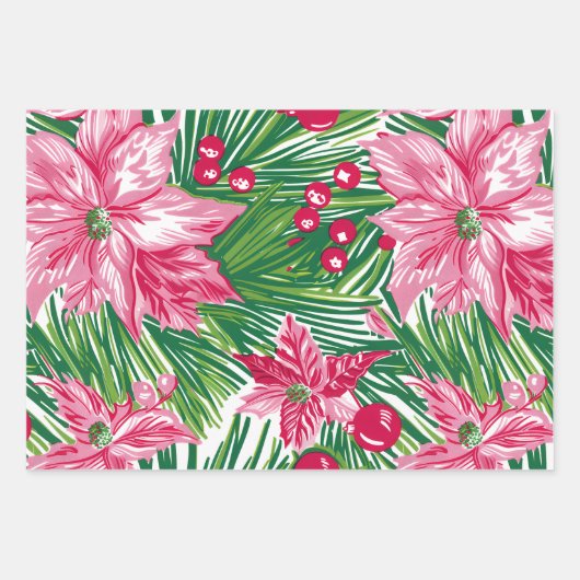 Funky Christmas Foliage Patterned Inpakpapier Vel (Voorkant)