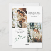 Funky Christmas Sage Green Bow Ribbon 3 Photo Feestdagenkaart (Achterkant)