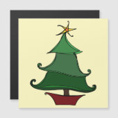 Funky Christmas Tree Sketch Magnetische Kaart (Voorkant / Achterkant)