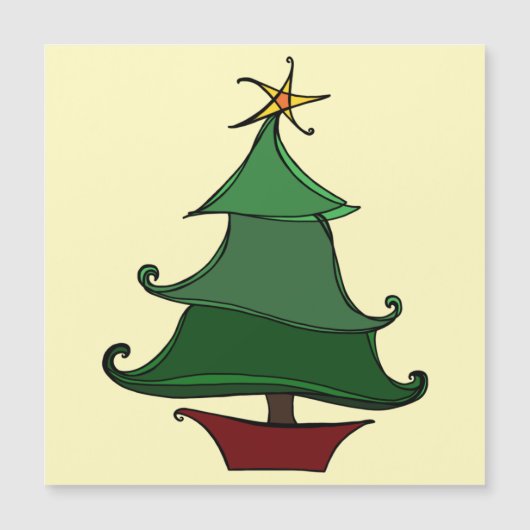 Funky Christmas Tree Sketch Magnetische Kaart (Voorkant)
