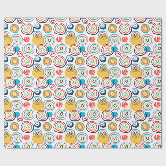 Funky Circle Doodles on White Cadeaupapier (Vlak)