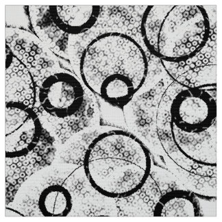 Funky Circle Fabric in zwart-wit Stof