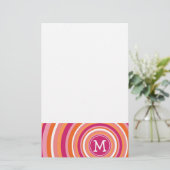 Funky Circle Pattern met Monogram Briefpapier (Staand voorkant)
