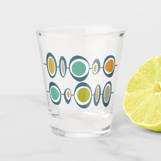 Funky Circles Blue Green Oranje midden Shot Glas (Voorkant)