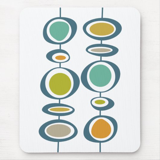 Funky Circles Groen Turquoise Sinaasappel Mid Cent Muismat (Voorkant)